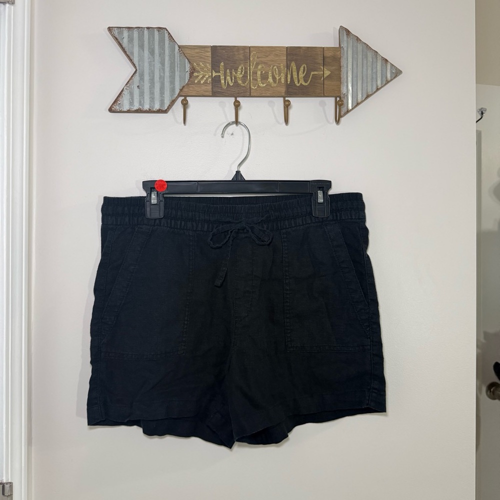 Old Navy Linen Blend Black Casual Drawstring Shorts Size Medium